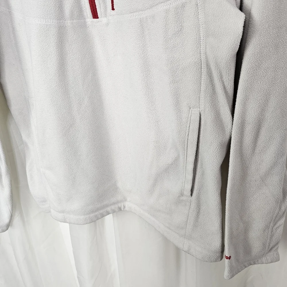 The North Face Men's White Quarter Zip Fleece Pullover Red Trim Size Small
